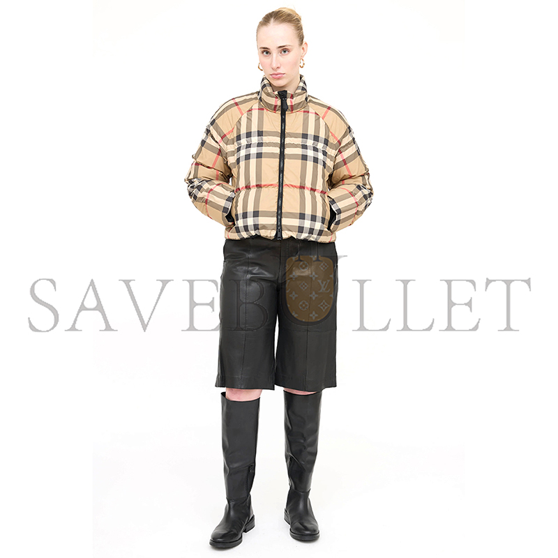 Bv*b*rry vintage check cropped puffer jacket